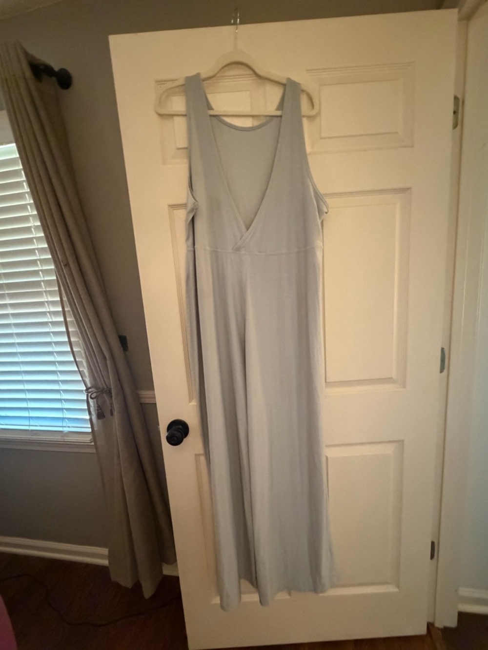Women's Light Blue Sleeveless V-Neck Maxi Jumpsuit SLIMMING